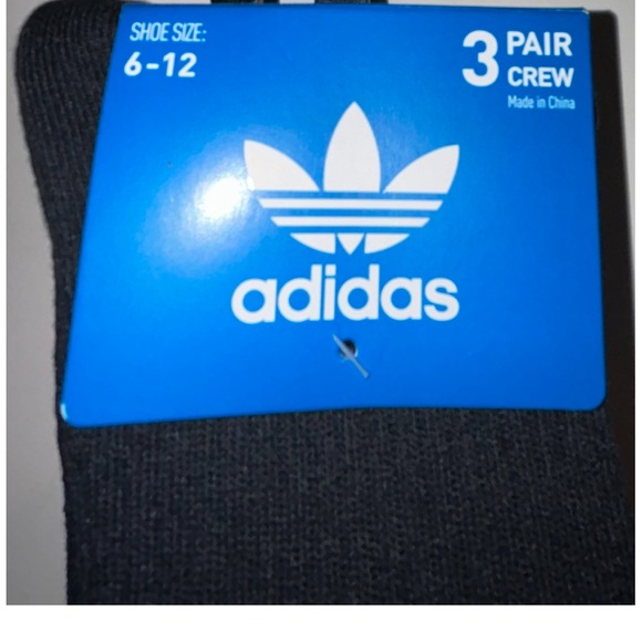 Adidas Crew Socks 3 Pair Men's 6-12 Black Gray Purple Camo w Logo & Trefoil NEW! - Picture 6 of 12